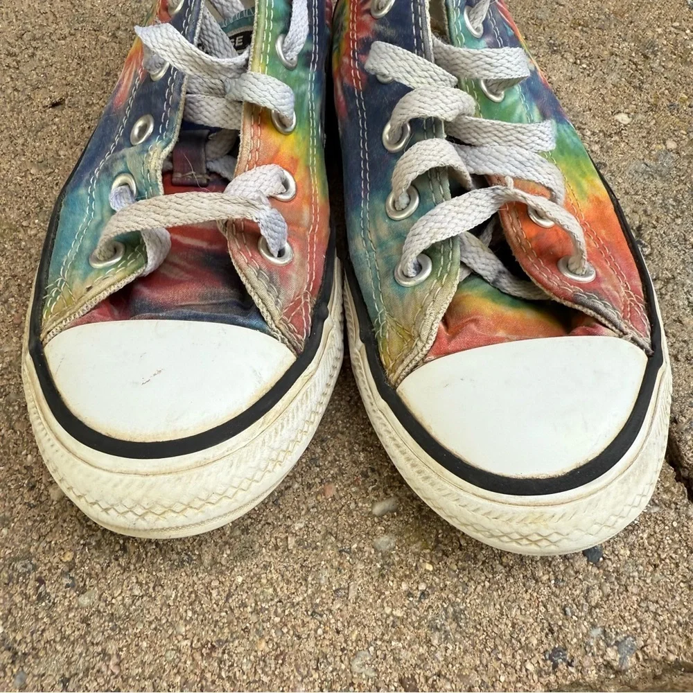 CONVERSE Kids Red Orange Green Tie-Dye Rainbow Sneakers Size 1